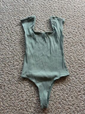 Altar'd State Sage Green Ribbed Bodysuit